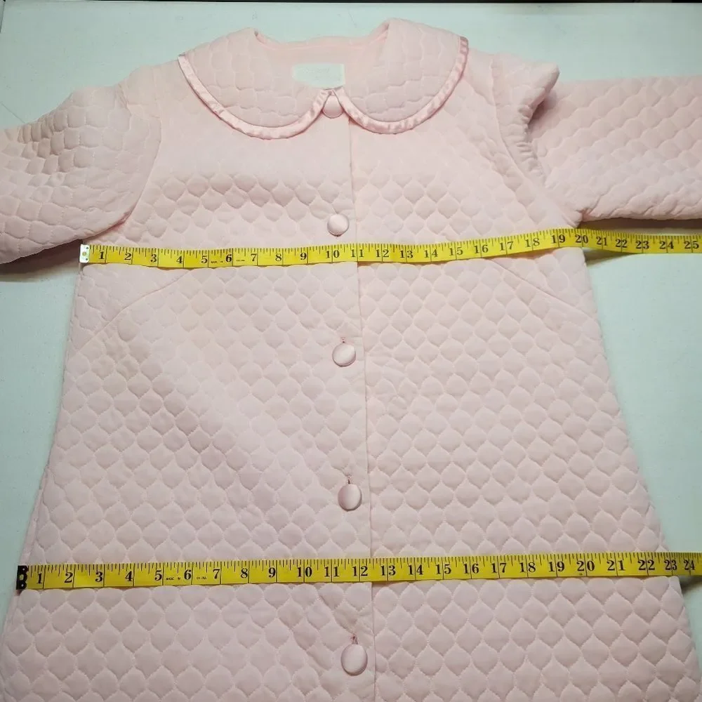 Gossard Artemis Vintage Pink Quilted Robe with Peter Pan Collar Belted